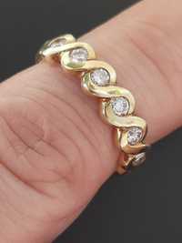 Diamentowy pierścionek, złoto 585 + certyfikat.