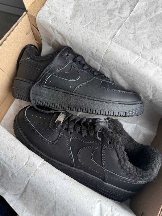 Nike Air Force Low Black Winter, форси чорні зима, форс Черные зима