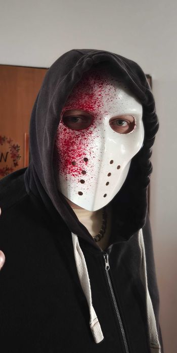 Maska Jason,18x25cm,strach,krew,halloween,zabójca,zabawa,demon,impreza