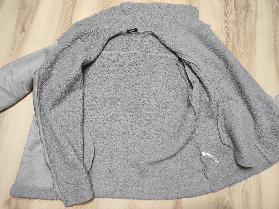 Утеплена дублянка косуха Boohoo на хутрі, тепла подовжена косуха Ботал