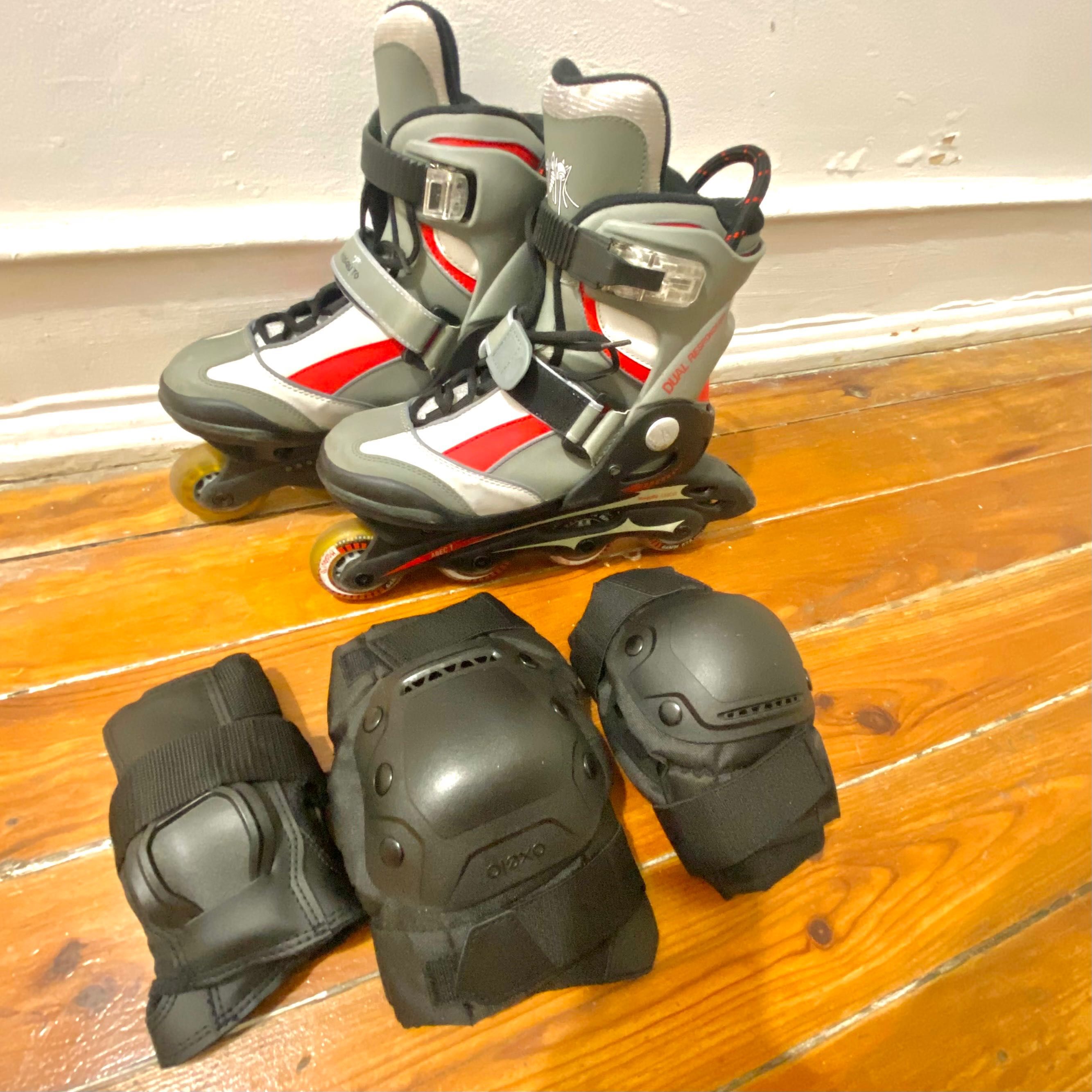 Patins linha Mosquito 34/36 + KIT de proteção (sem o capacete)