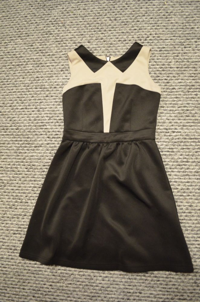 Elegancka sukienka Reserved rozmiar 38 czarno-beżowa