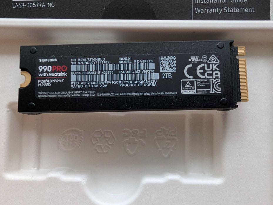 SSD накопичувач Samsung 990 PRO з радіатором, 2TB, MZ-V9P2T0CW