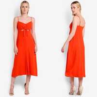 Сарафан сукня TOPSHOP червона лляна міді платье льняное красное лето S