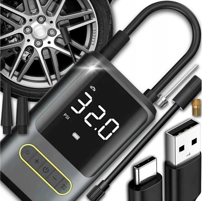 Pompka Elektryczna z Powerbank 4000mAh, Kompresor Samochodowy 150PSI