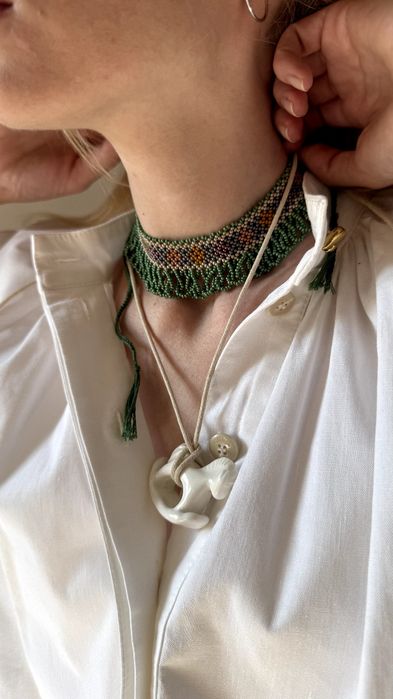 Смарагдова силянка з підвісками / Ручна робота / Бісер Preciosa Чехія