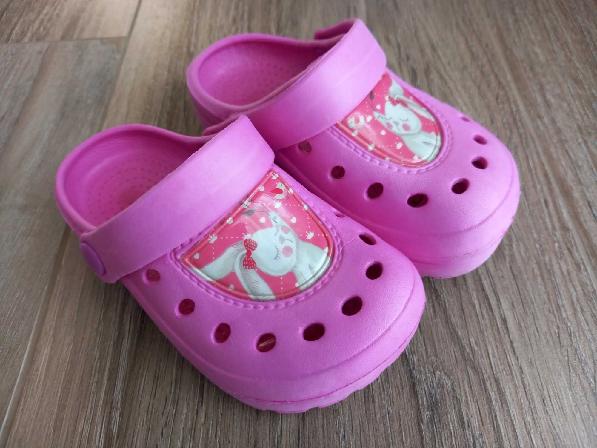 Rózowe klapki z zajączkami króliczkami ala crocs roz. 24 / 25