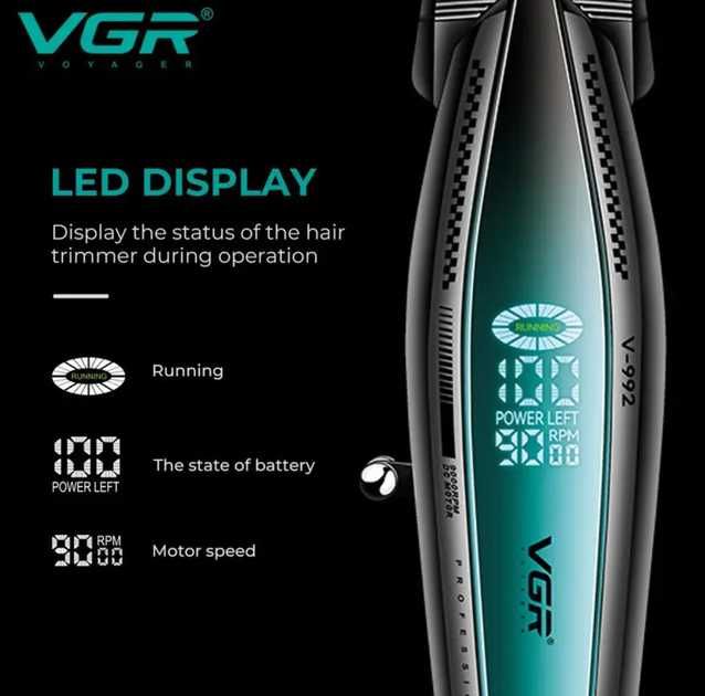 Триммер для волос и бороды VGR V-992 Professional  2000mAh LED display