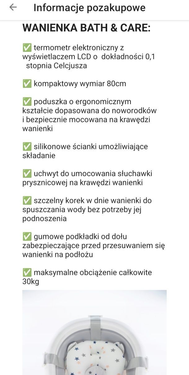Wanienka z wkładką dla Niemowlaka