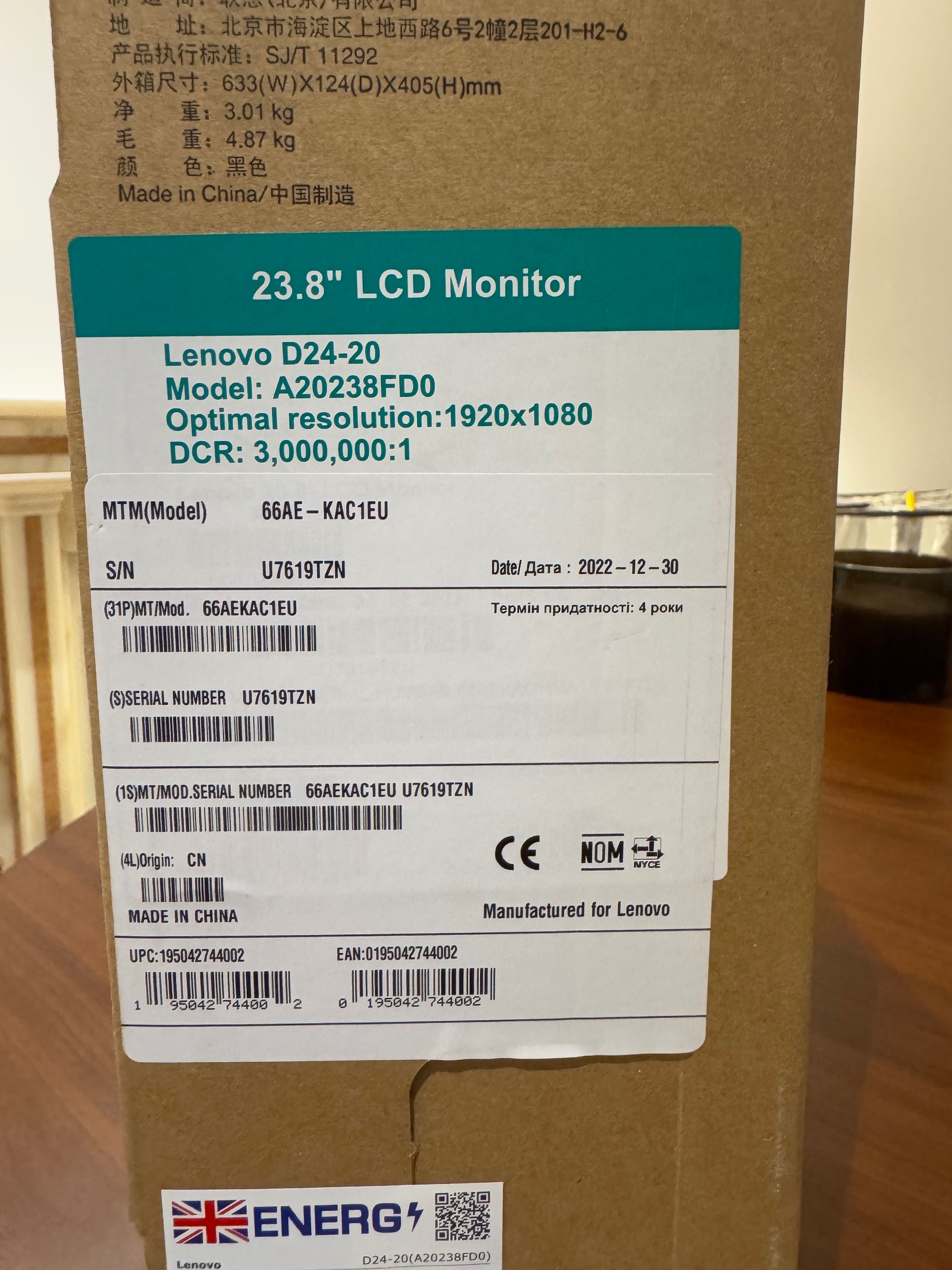 Monitor LENOVO Full HD Novo