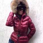 Moncler Tatie натур пышнейший мех енота чёрные и бардо  ХС,С,М