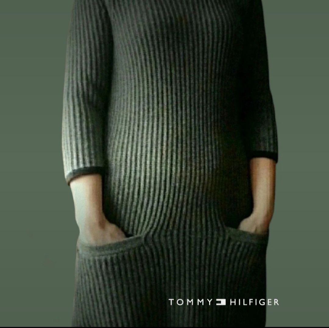 Szara bawełniana sukienka Tommy Hilfiger