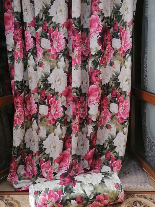 zasłony z metra PASTELE kwiaty bordo+krem+zielen,szer 280 cm