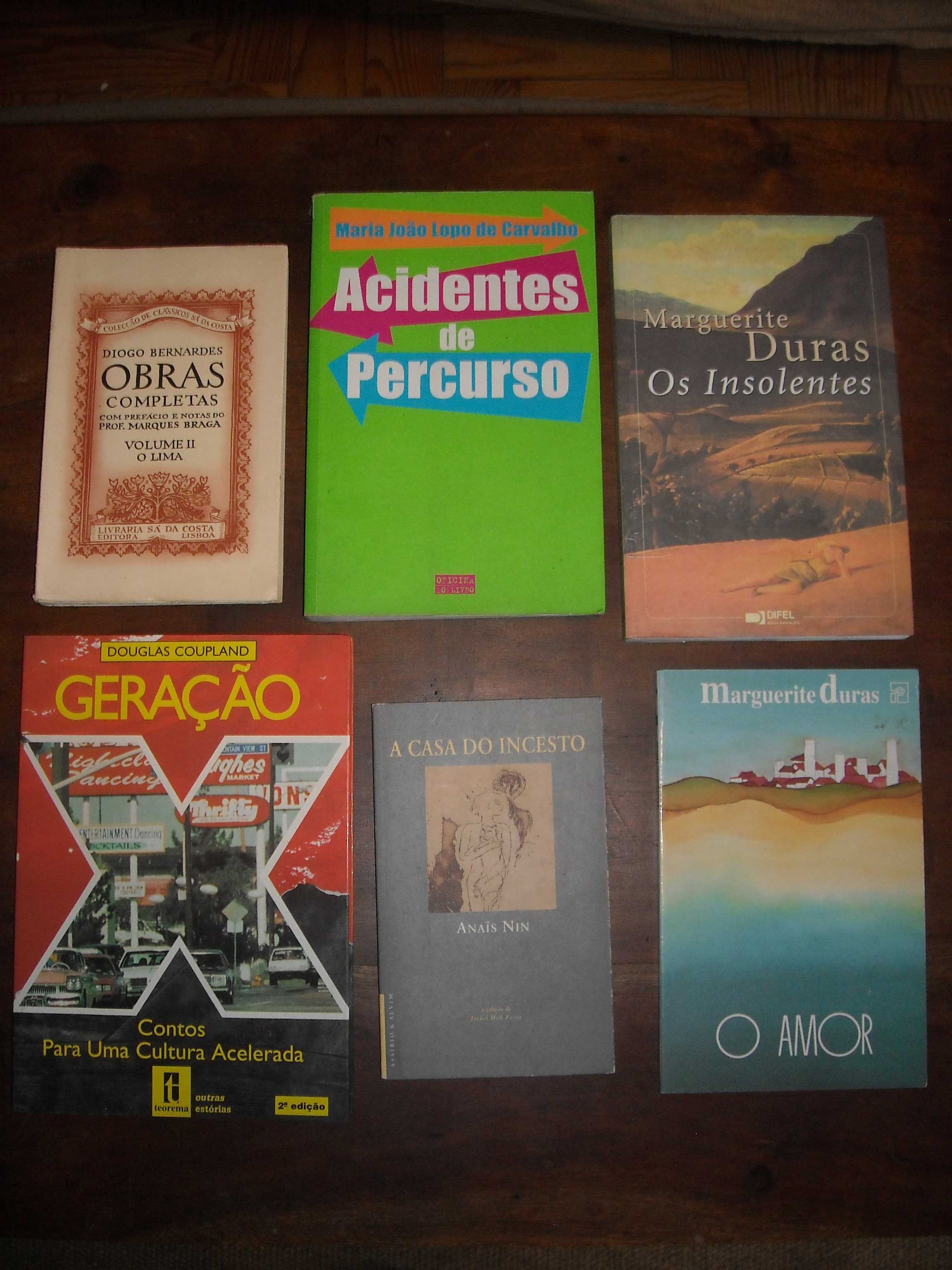 Livros diversos Duras, Nin, Coupland, Lopo de Carvalho, Bernardes