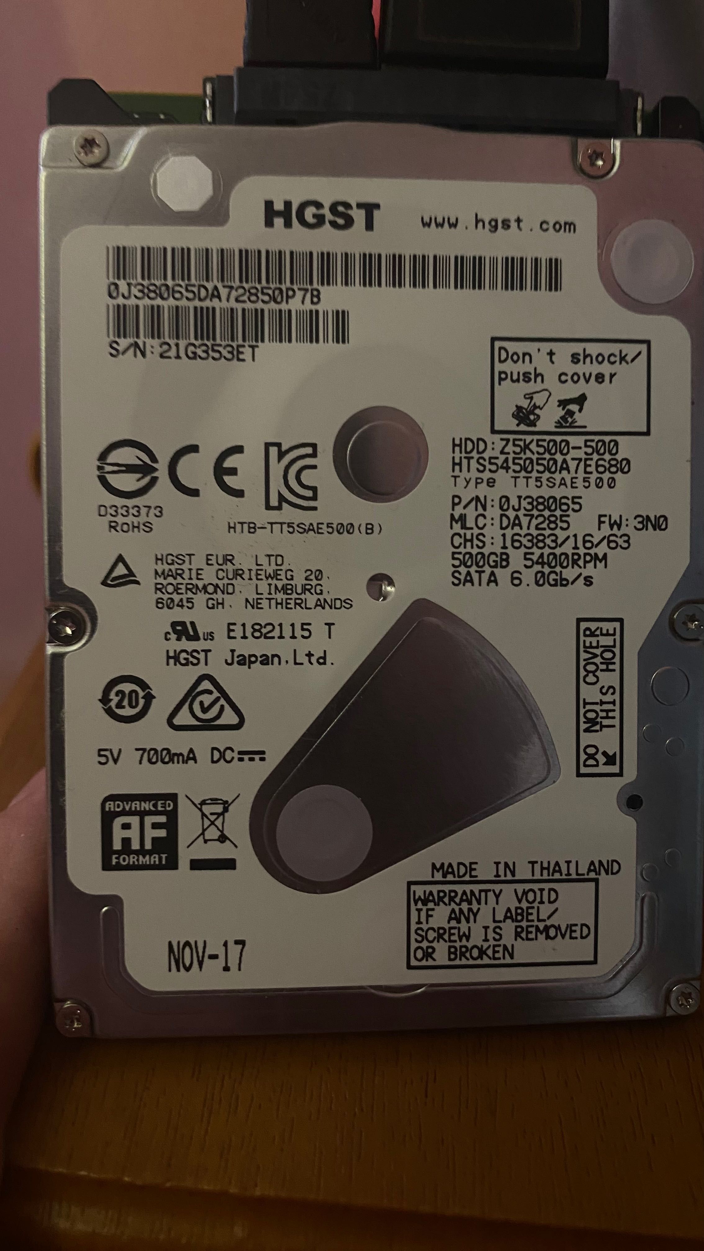 HDD 500Gb 2,5 HGST 320Gb WD