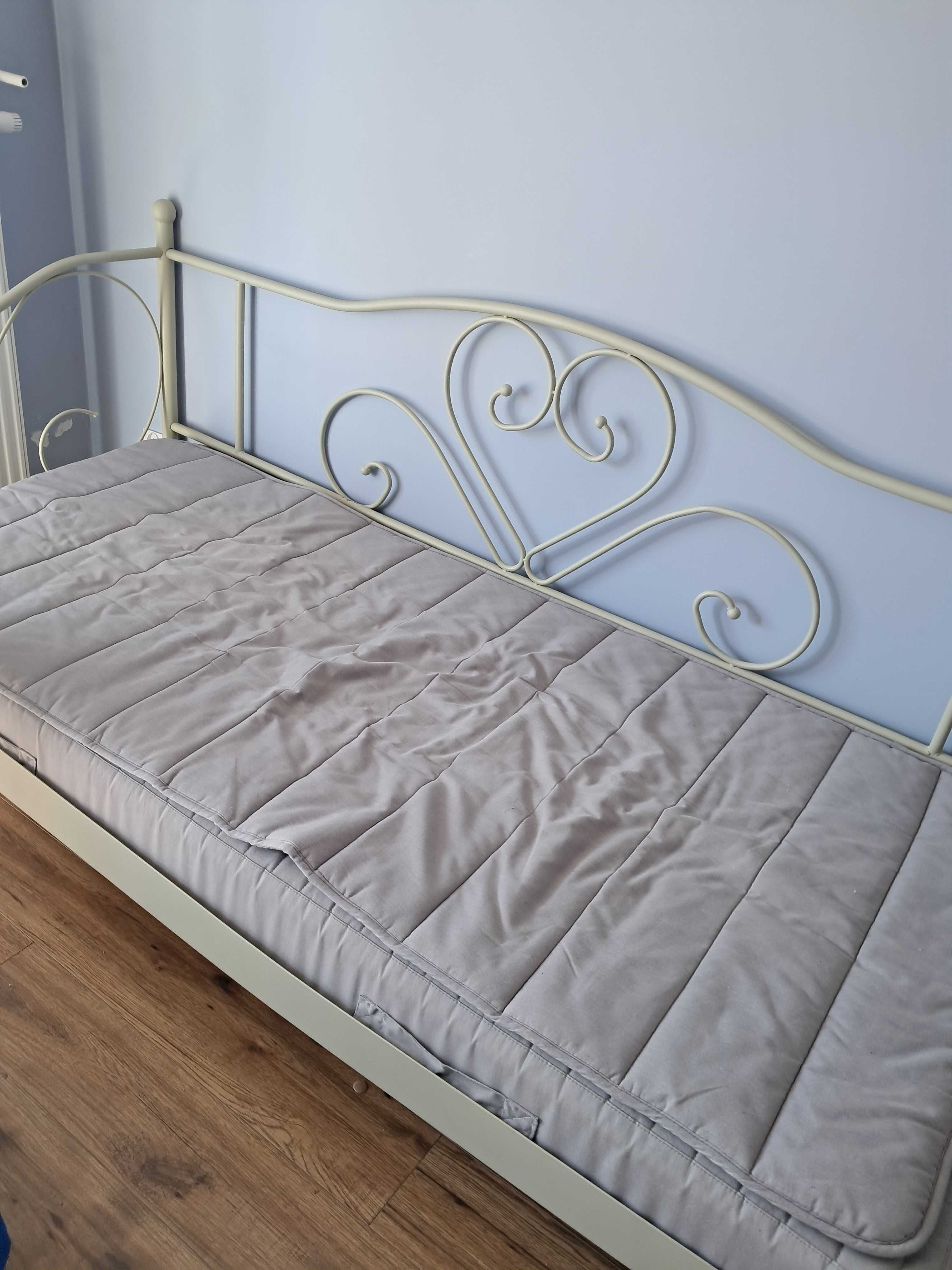 ODBIÓR WŁASNY Łóżko metalowe jednosobowe 90x200 z materacem Ikea