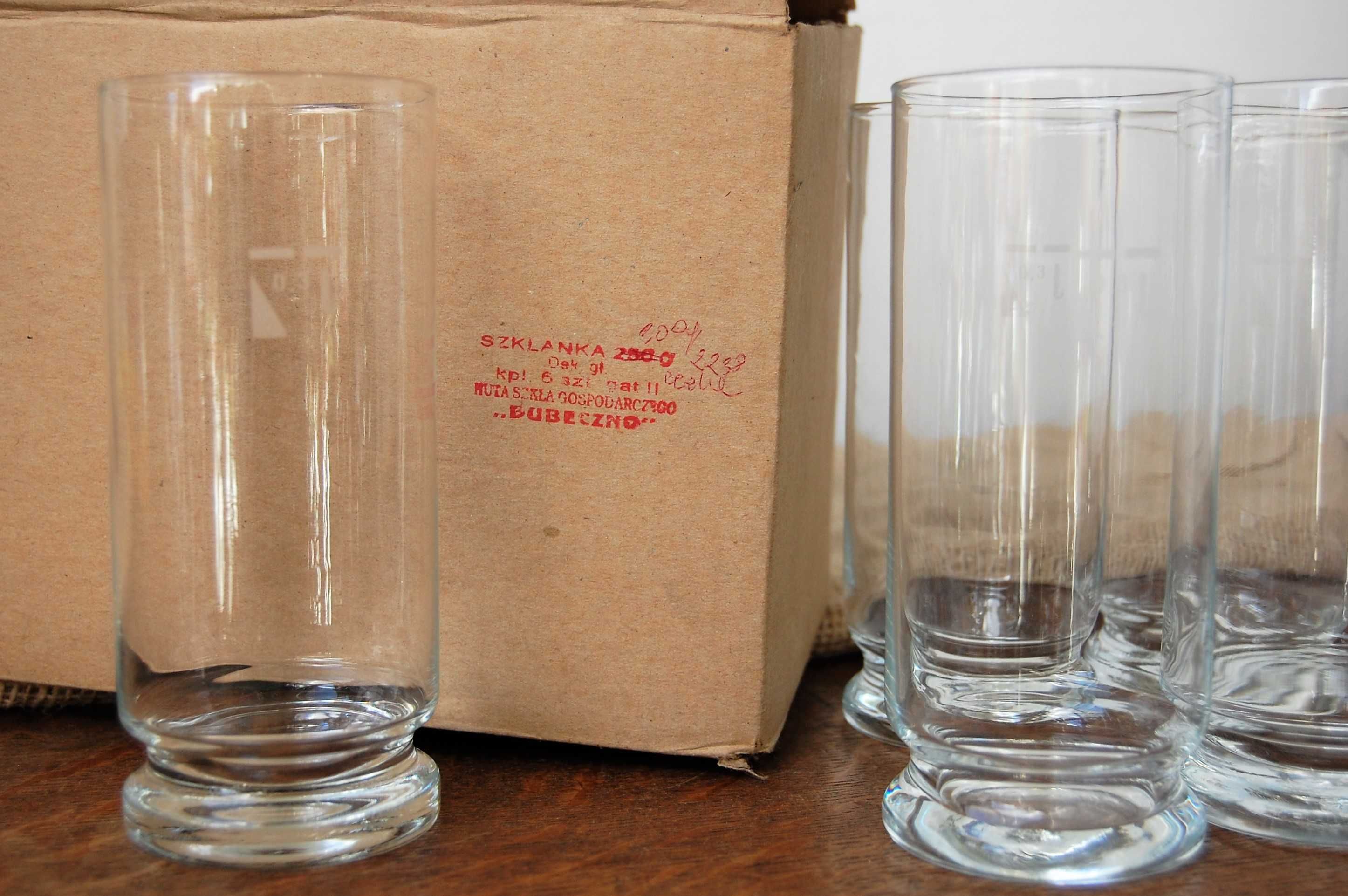 Szklanki ręcznie formowane, Dubeczno 0,3l, 6 sztuk, vintage