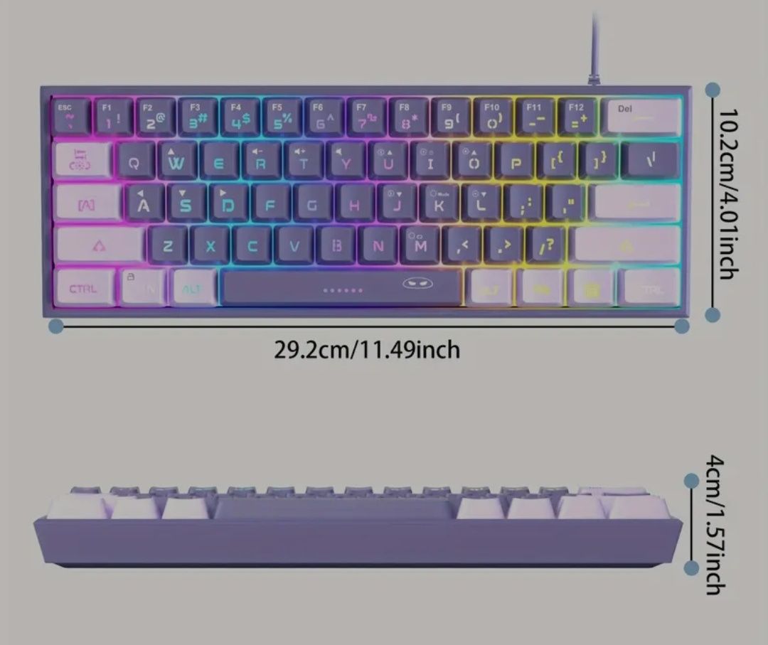 Nowa Mini 60% Klawiatura membranowa do gier, biura.