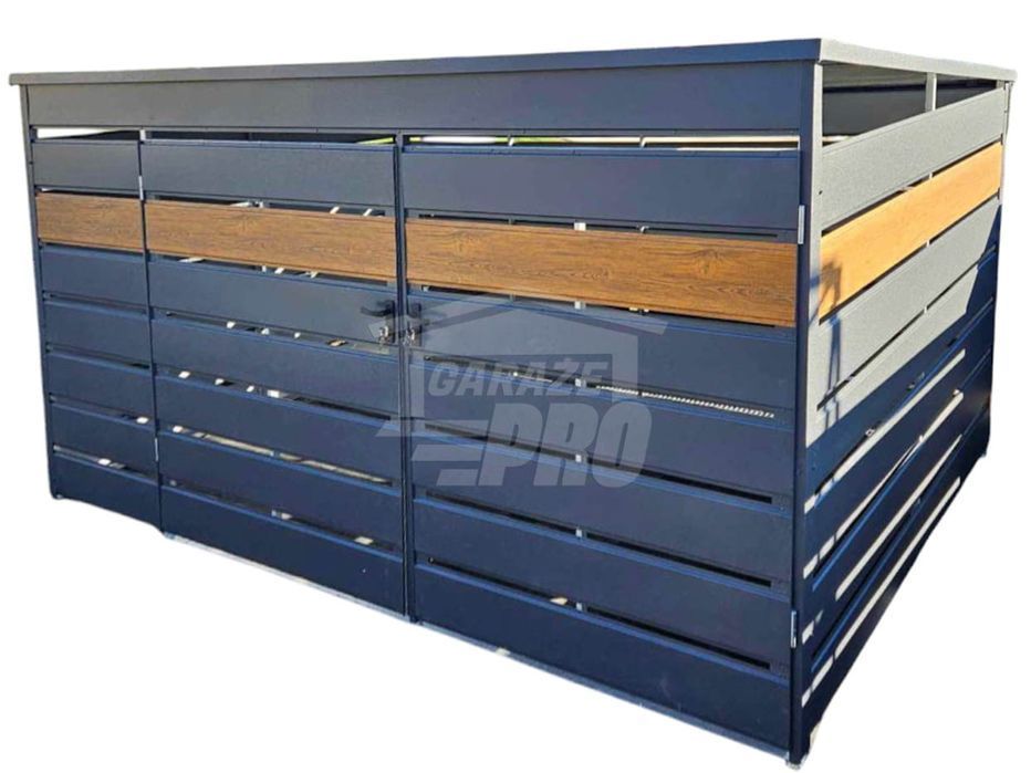 Wiata śmietnikowa 4x2,1m Antracyt Schowek ogrodowy  GP358