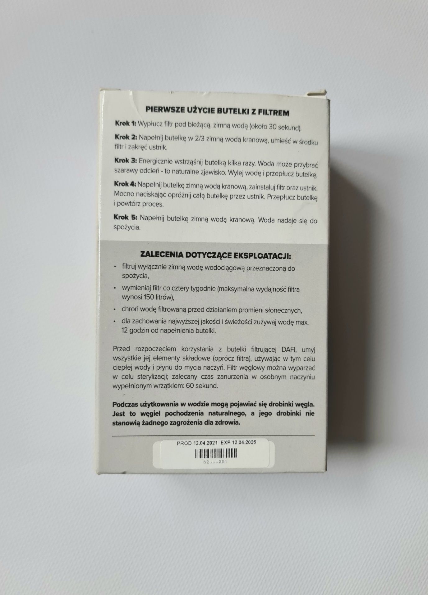Filtr wkład filtrujący do butelki Dafi Soft Solid czarny 3szt gratis