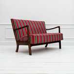 Lata 60, Duńska sofa dwuosobowa, design Fritz Hansen, wełna meblowa.