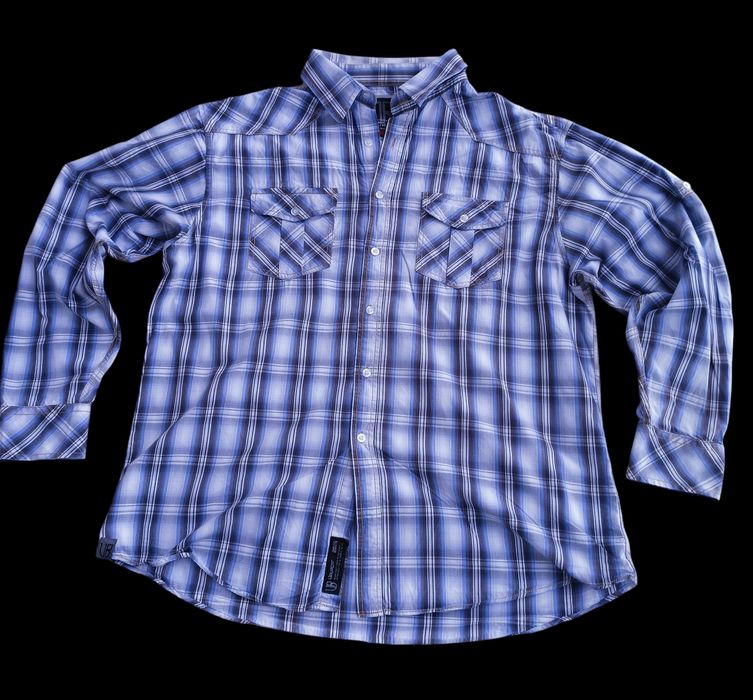 Voyager 2025  niebieska koszula  w kratę  rozmiar  4XL, 3XL