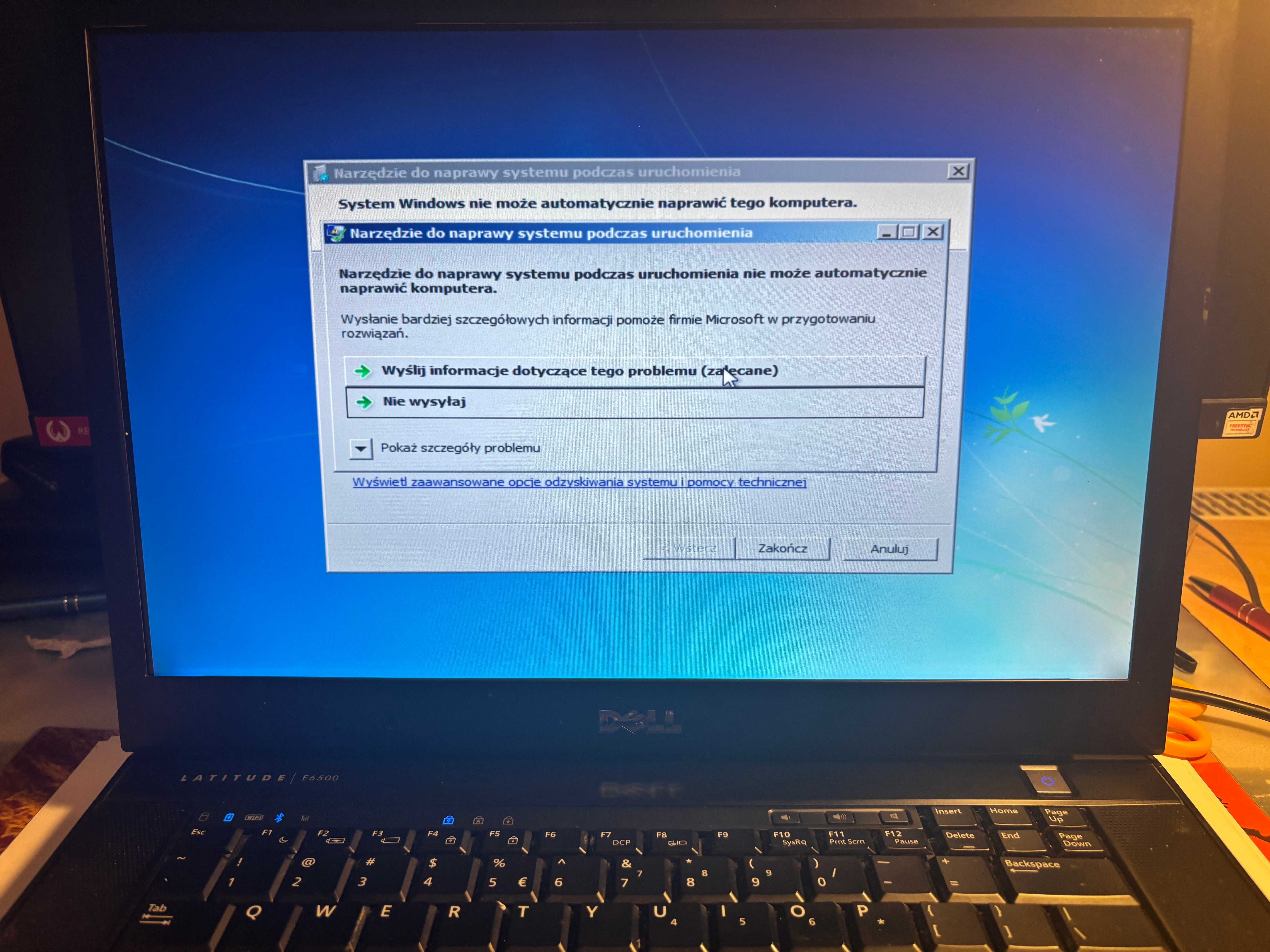Laptop Dell Latitude E6500 niebieski - z usterką//HDD 640GB 3.0 SATA