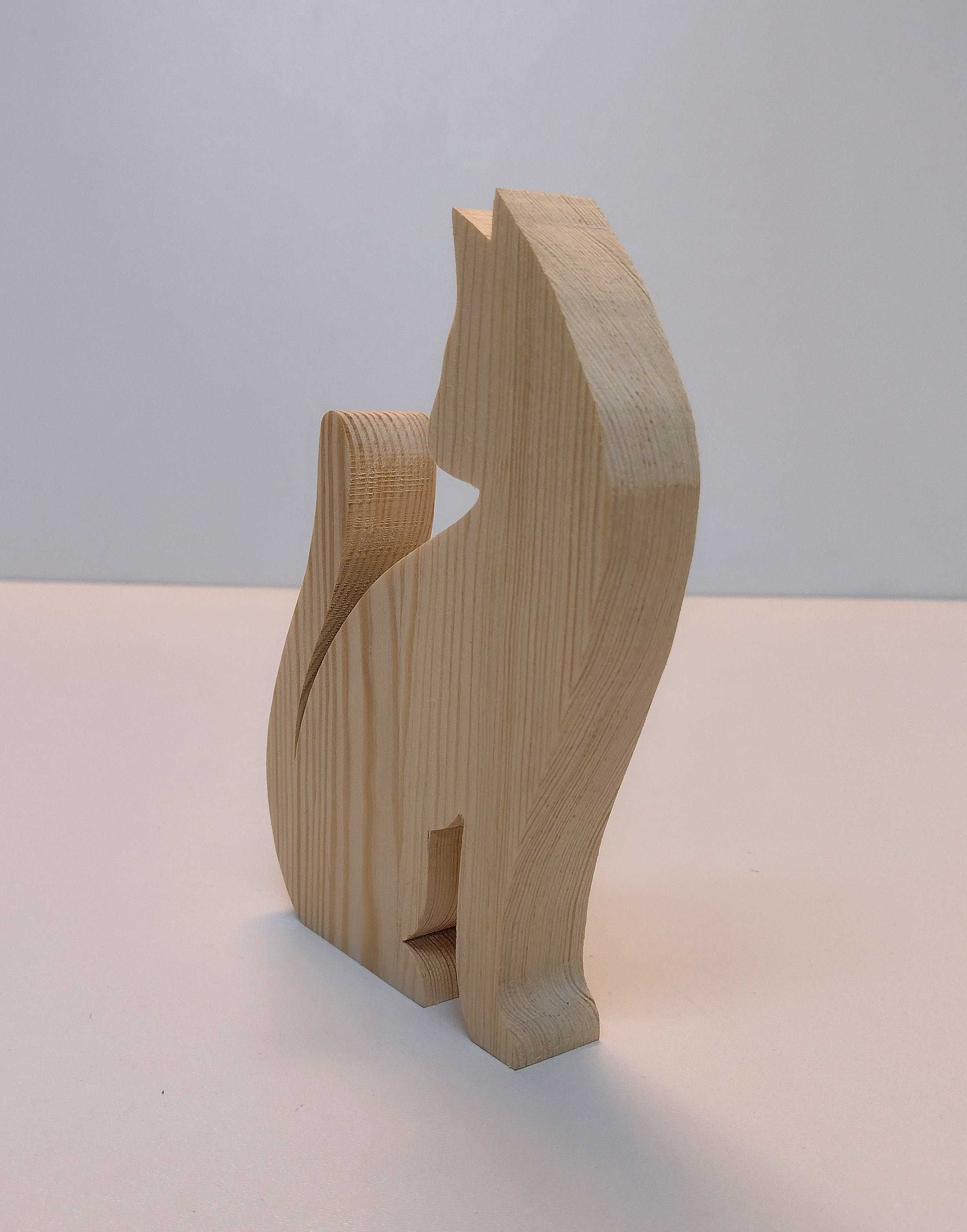 Kot z drewna kotek kicia Figurka drewniana 3D 15cm 2 sztuki