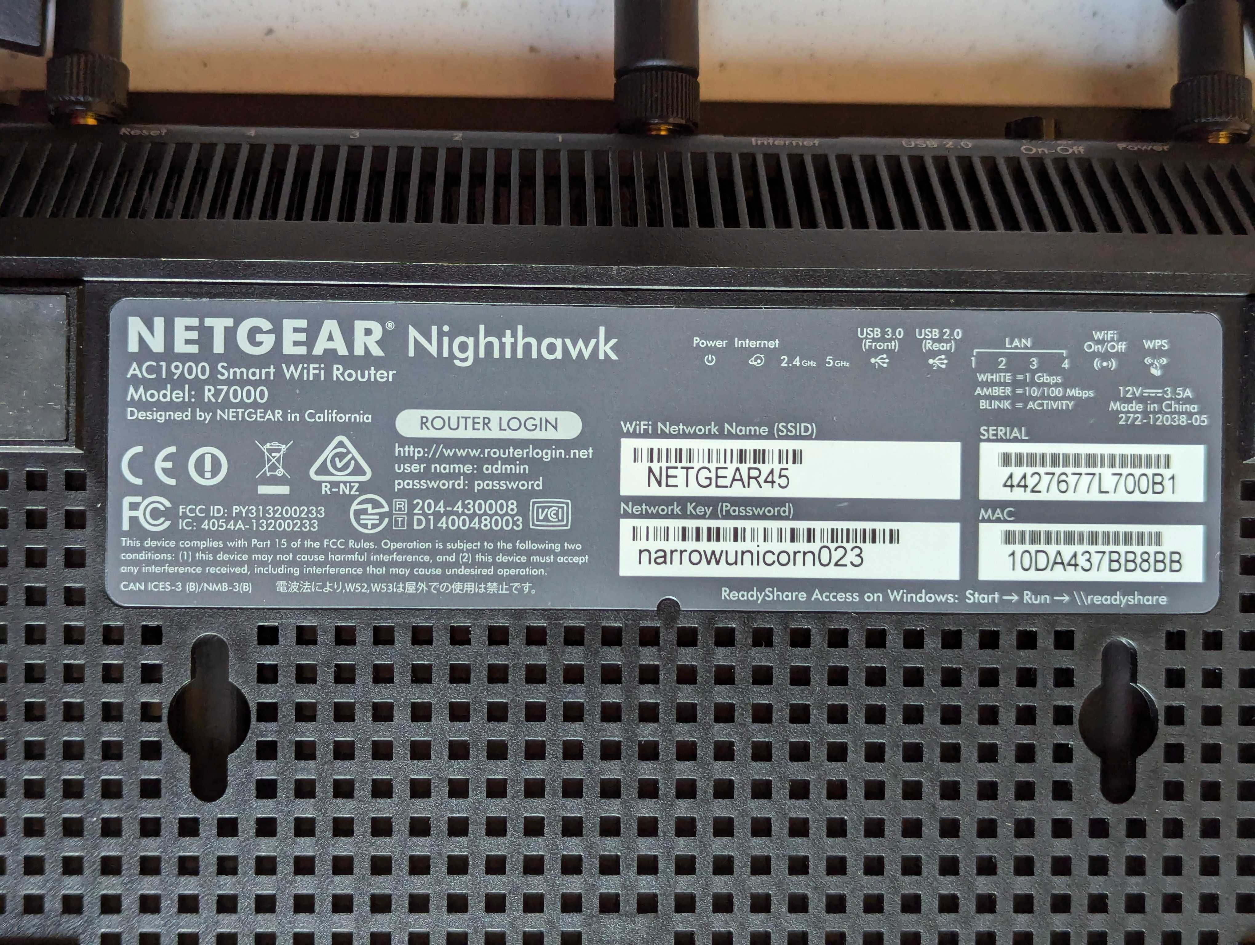 Smart WiFi Router Netgear Nighthawk R7000