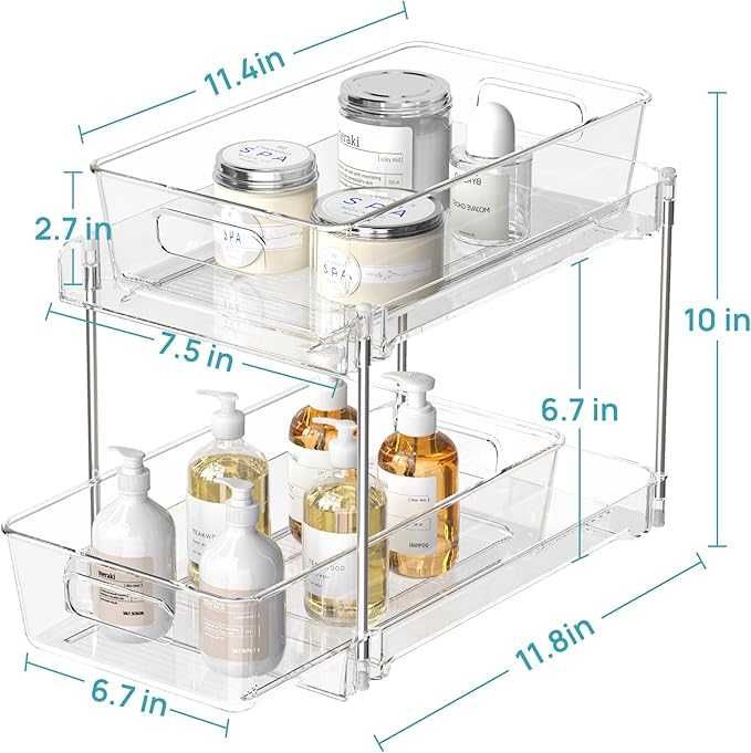 VTOPMART 2 POZIOMOWY ORGANIZER przezroczysty2pak, szuflady wysuwane266