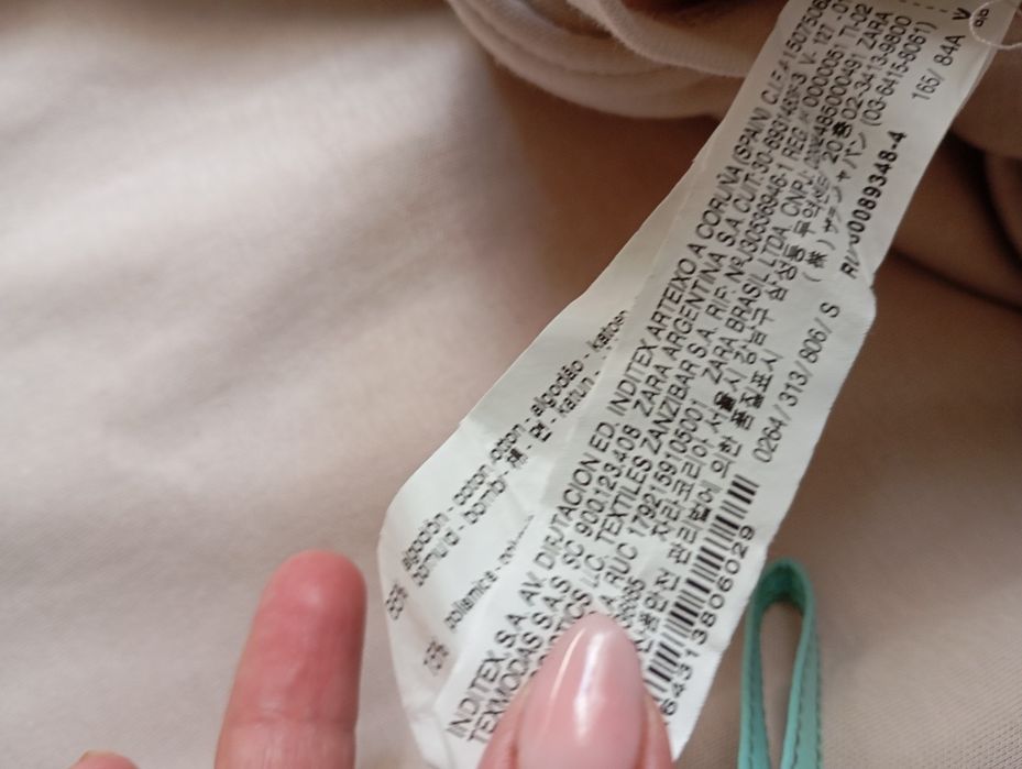 ZARA S beżowa ciekawa bawełniana bluza sweterek top z paskiem