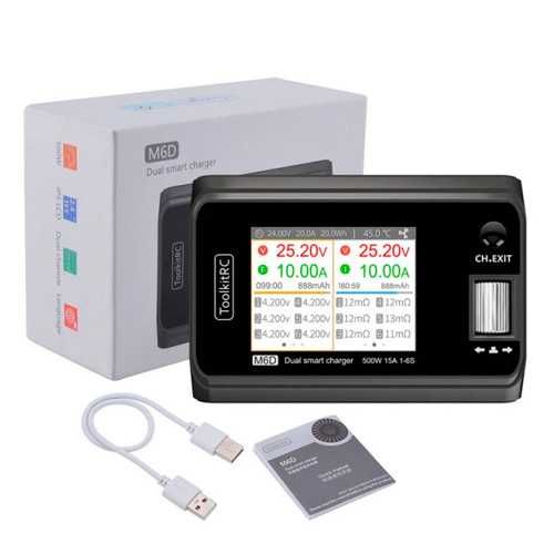 Зарядний пристрій для акумуляторів 2канал ToolkitRC M6D 500Вт 15А 1-6S