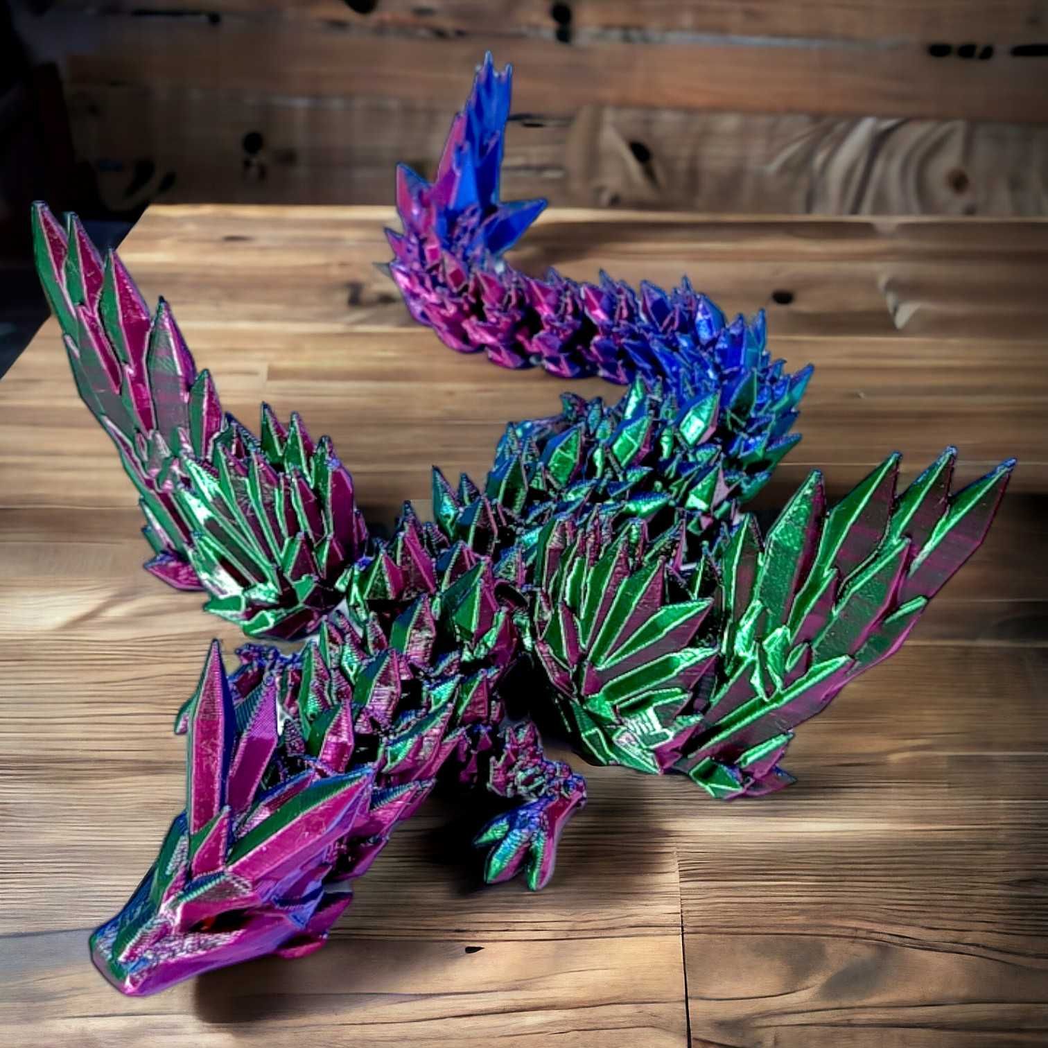 Kryształowy Smok ze Skrzydłami Mini, 23cm, Figurka Przegubowa,19B2S