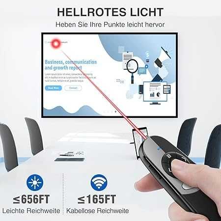 Pilot Prezenter Wskaźnik Laserowy do prezentacji USB - C czerwony