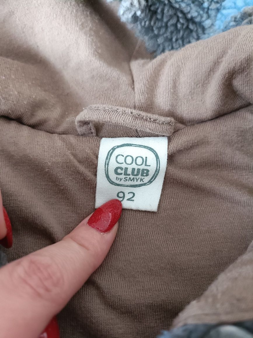 Cool Club, Bluza chłopięca z kapturem, rozpinana, krata, futerko lambo