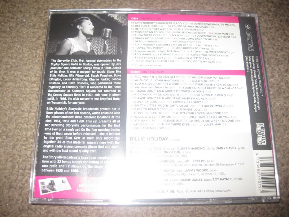 CD Duplo da Billie Holiday "The Complete Storyville Broadcast"