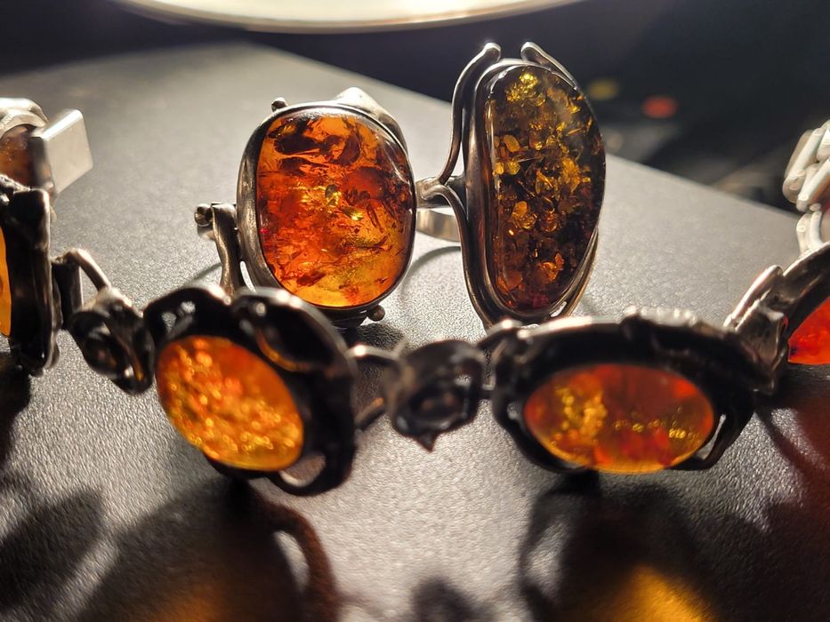 Srebro bursztyn branzoletka