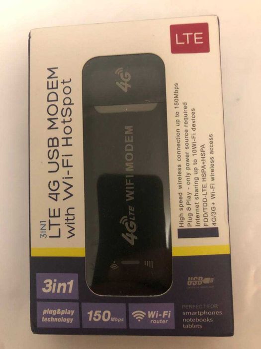 Мобільний 4G модем під сім карту 150 Мб/с, USB, WI-FI, вай фай модем