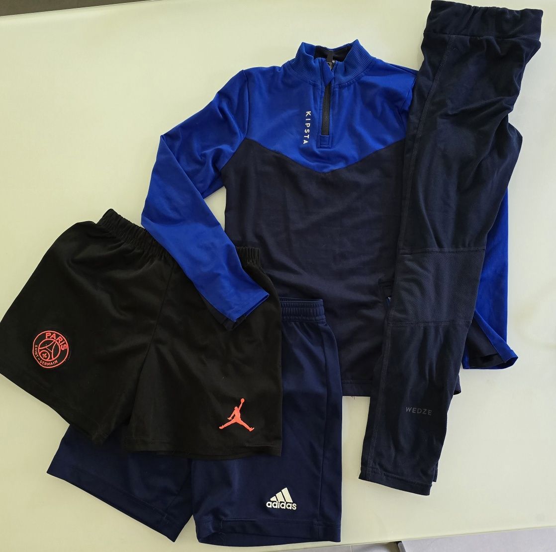 Zestaw sportoqy bluza Kipsta 130, spodenki Adidas, Jordan, spodnie Wed