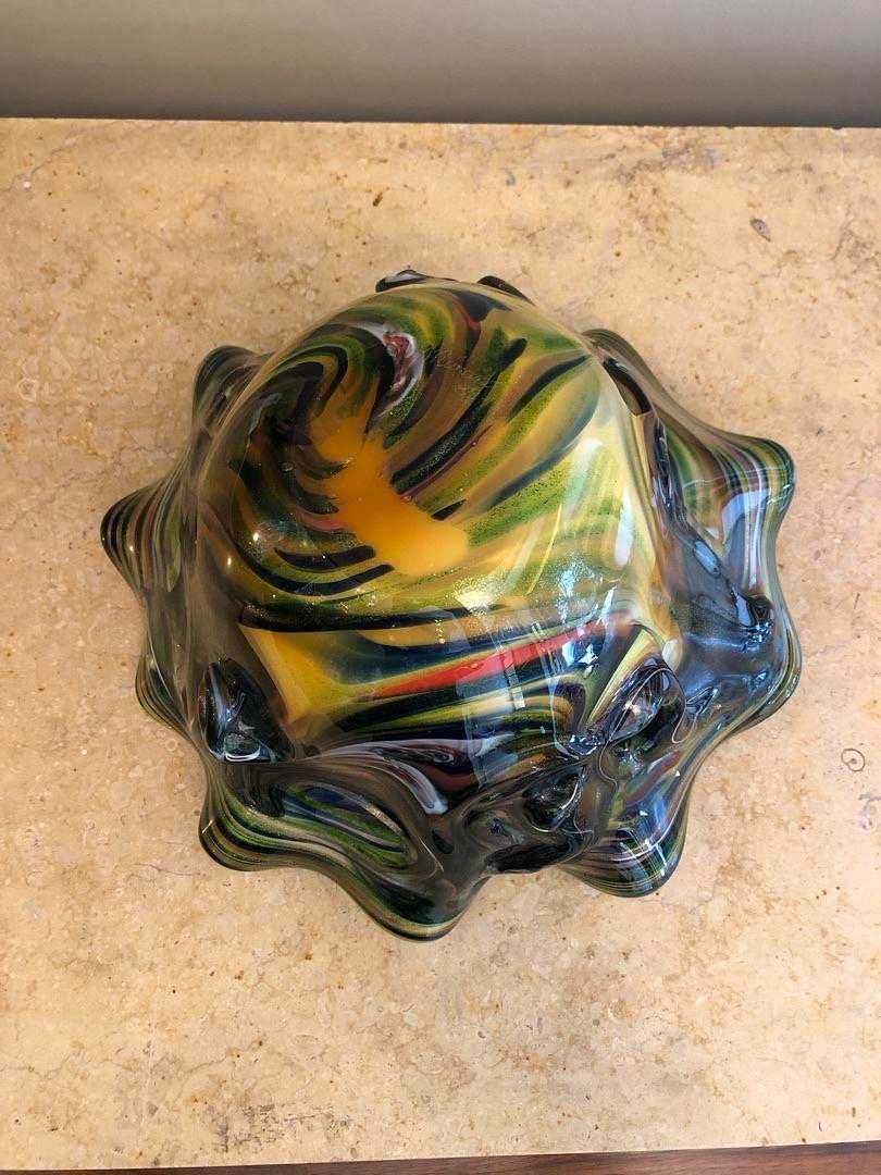 MURANO, Taça/Fruteiro movimentada em Vidro Multicolor Murano | Séc. XX