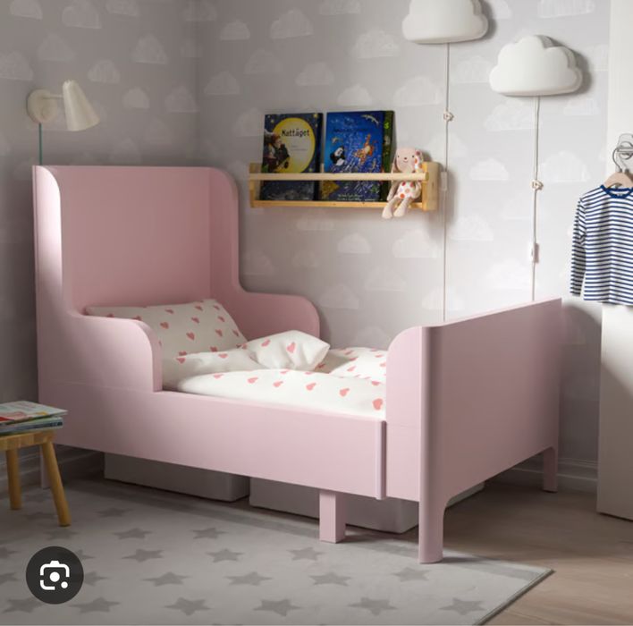 Ikea Busunge Rozsuwana rama łóżka, jasnoróżowy, 80x200 cm