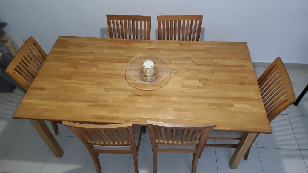 Mesa de jantar madeira + 6 cadeiras - venda conjunto ou separado