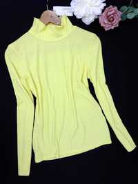AW91 Limonkowa wiosenna bluzka damska elegancka prążek  M 38