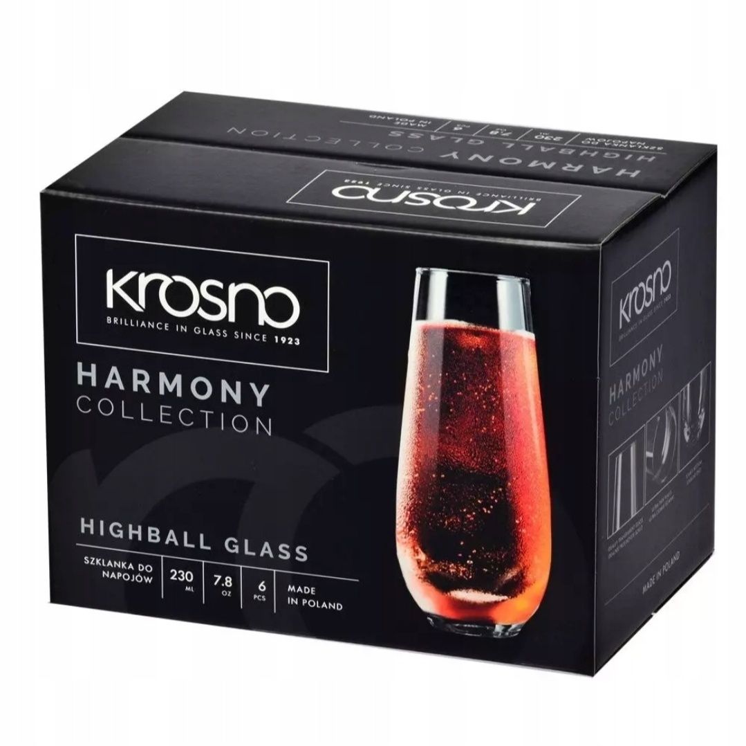 Nowe Szklanki do napojów HARMONY COLLECTION KROSNO 12x230ml