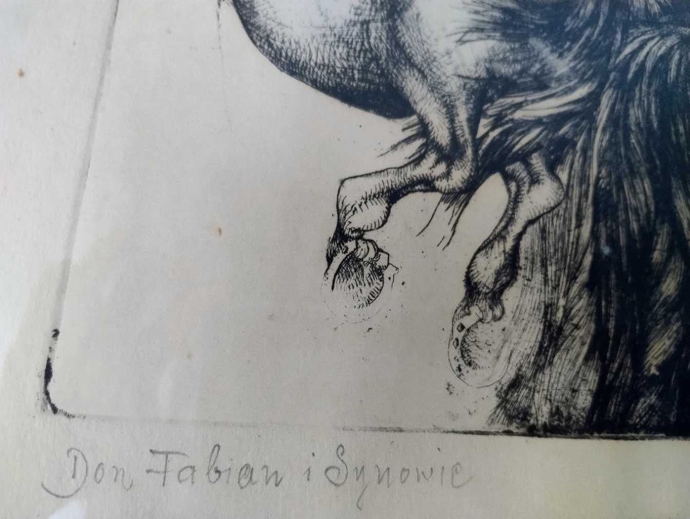 akwaforta "Don Fabian i Synowie" A. Fichna, 1974