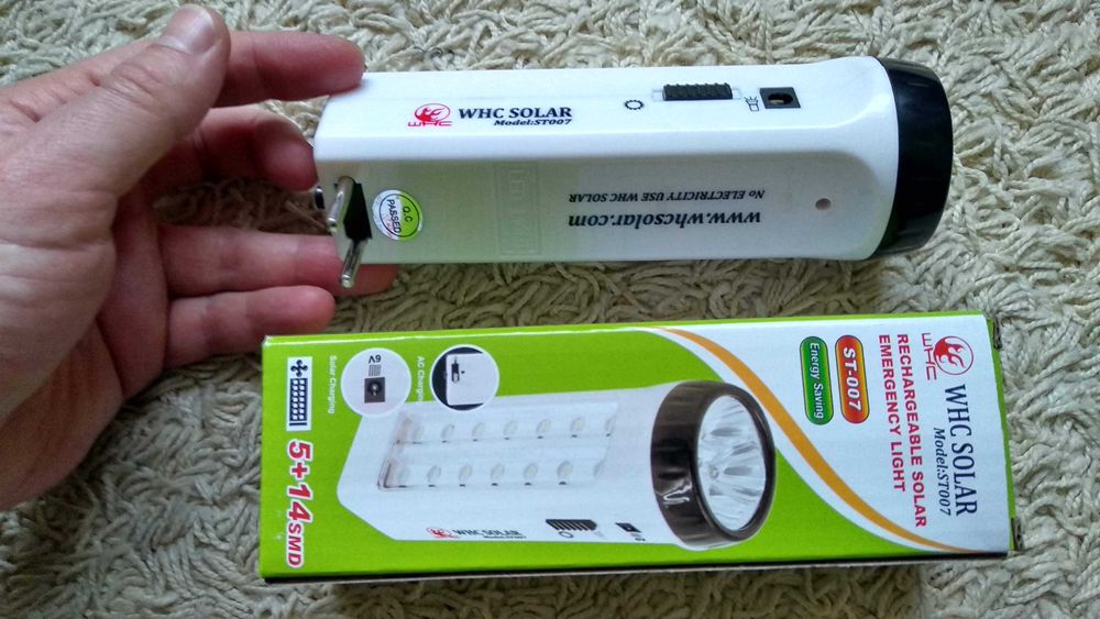 WHC Solar фонарик-лампа светодиодный, Аккумуляторный LED
