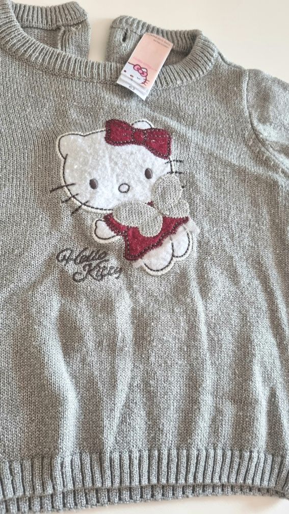 62 Disney C&A Sweter sweterek Hello Kitty szary srebrna nitka bluzka d
