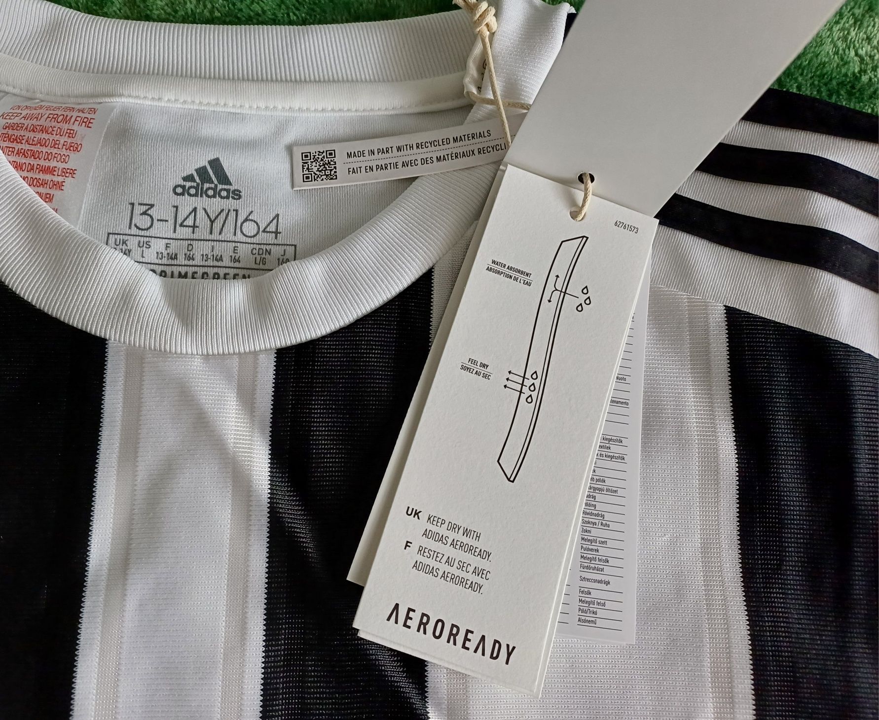 Nowa koszulka adidas striped 21 JSYY white/black 13-14Y/164