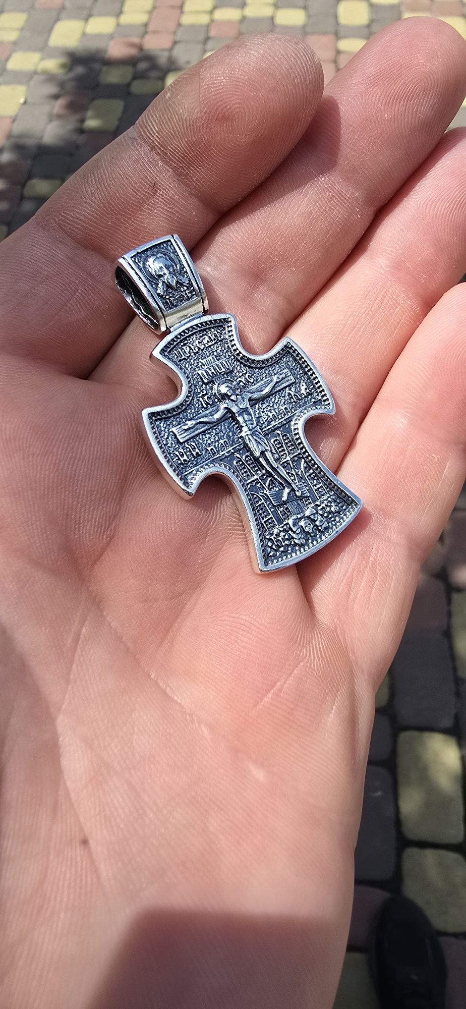 Чоловічий срібний хрестик, хрестик православний