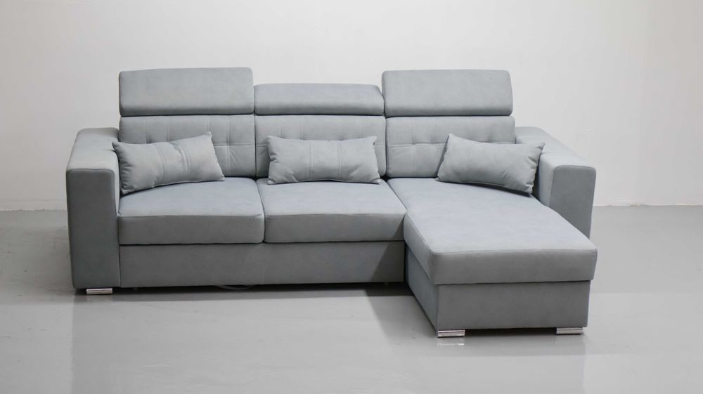 TMM NAROŻNIK funkcja spania pojemnik regulowane oparcie SOFA szara kol